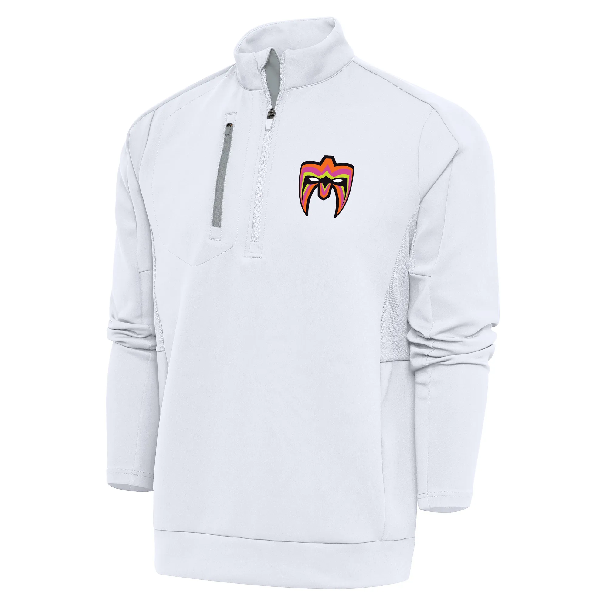 Men's Antigua White The Ultimate Warrior Generation Quarter-Zip Pullover Top sold by WWE