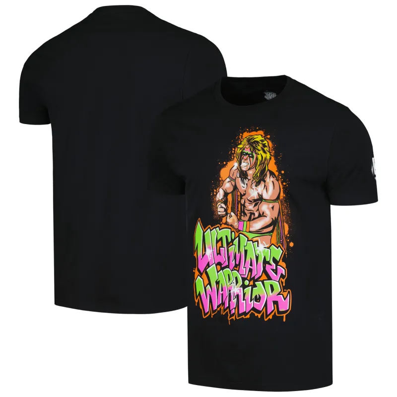 Men's Ripple Junction  Black The Ultimate Warrior Graffiti Graphic T-Shirt sold by WWE