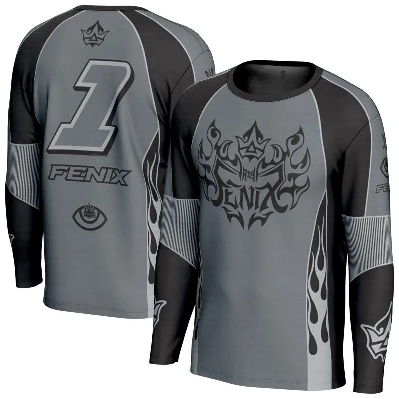 Men's ProSphere Gray/Black Rey Fenix Motocross Long Sleeve Jersey sold by WWE