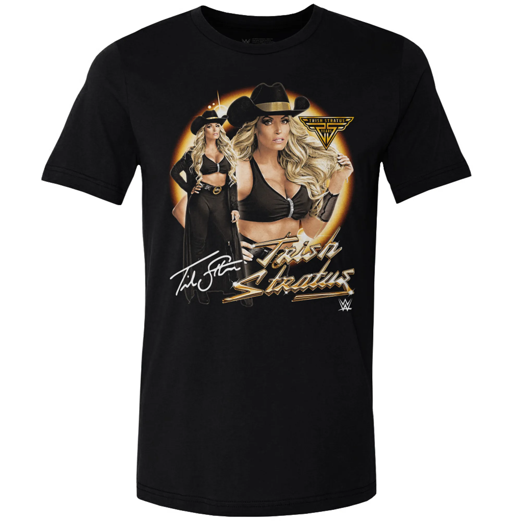 Men's 500 Level Black Trish Stratus 25th Anniversary Vintage T-Shirt sold by WWE