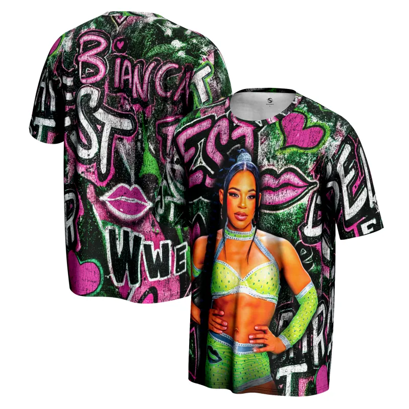 Men's ProSphere Black Bianca Belair Graffiti T-Shirt sold by WWE