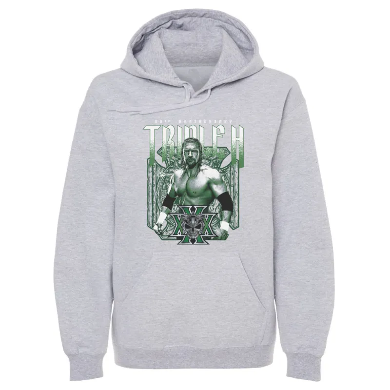 Men's 500 Level Gray Triple H 30th Anniversary Pullover Hoodie sold by WWE