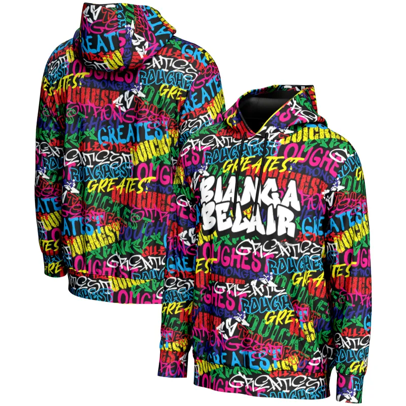 Men's ProSphere Black Bianca Belair Graffiti Pullover Hoodie sold by WWE