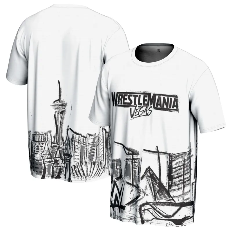 Men's ProSphere White WrestleMania 42 Skyline T-Shirt sold by WWE