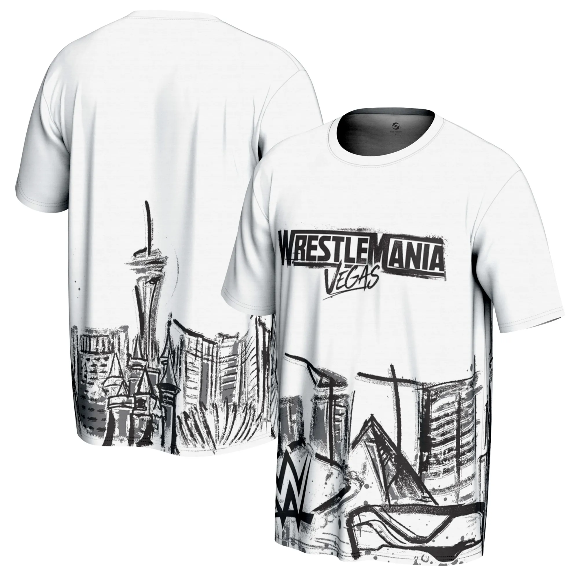 Men's ProSphere White WrestleMania 42 Skyline T-Shirt sold by WWE