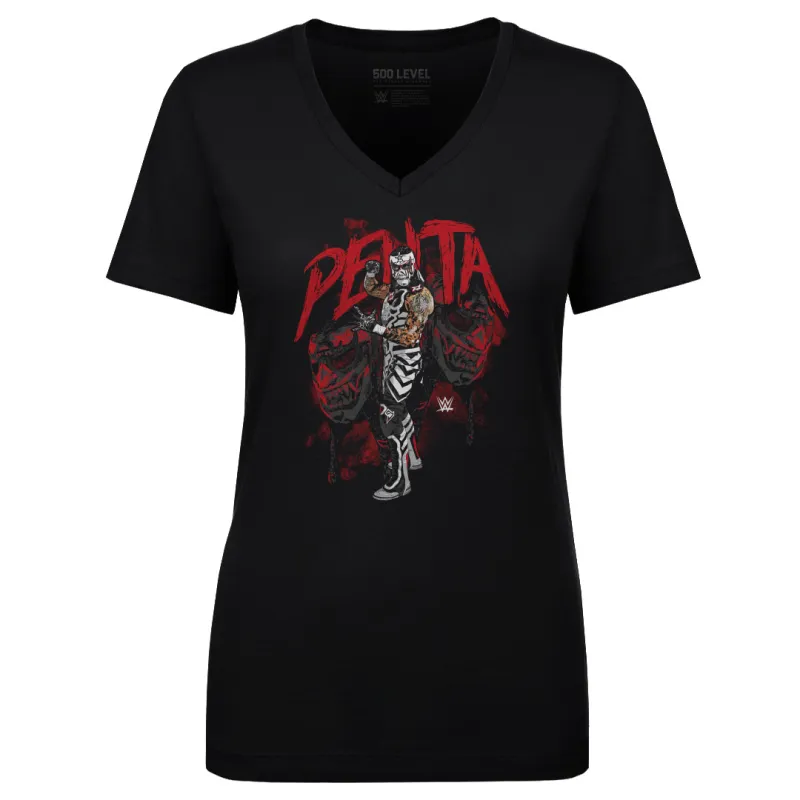Women's 500 Level Black Penta Grunge Pose V-Neck T-Shirt sold by WWE