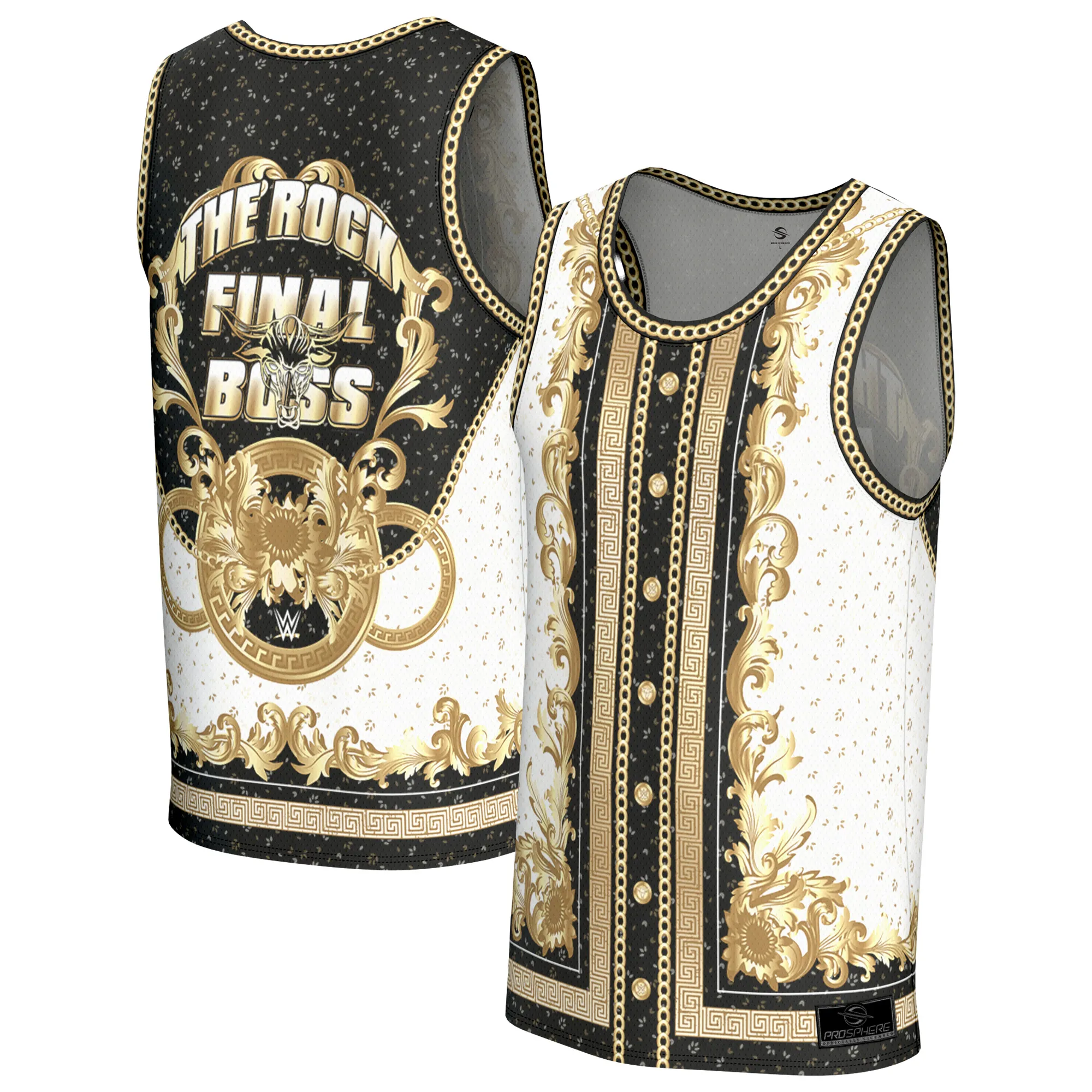 Men's ProSphere Gold The Rock In-Ring Basketball Jersey sold by WWE