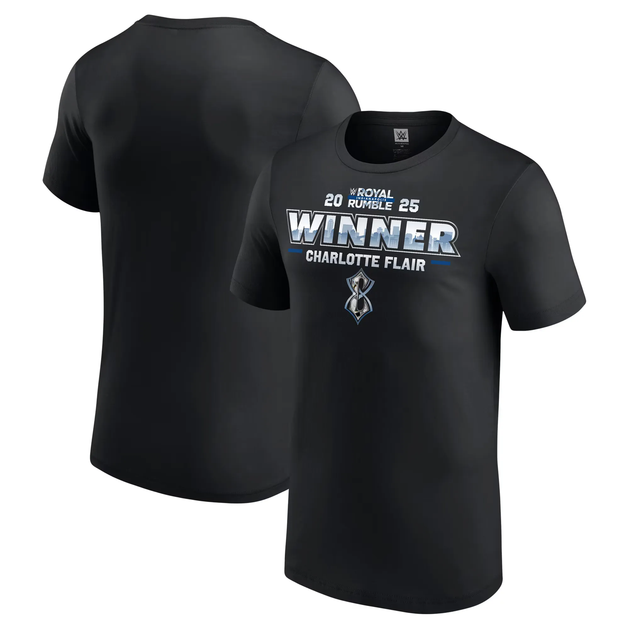 Men's Black Charlotte Flair Royal Rumble 2025 Winner T-Shirt sold by WWE