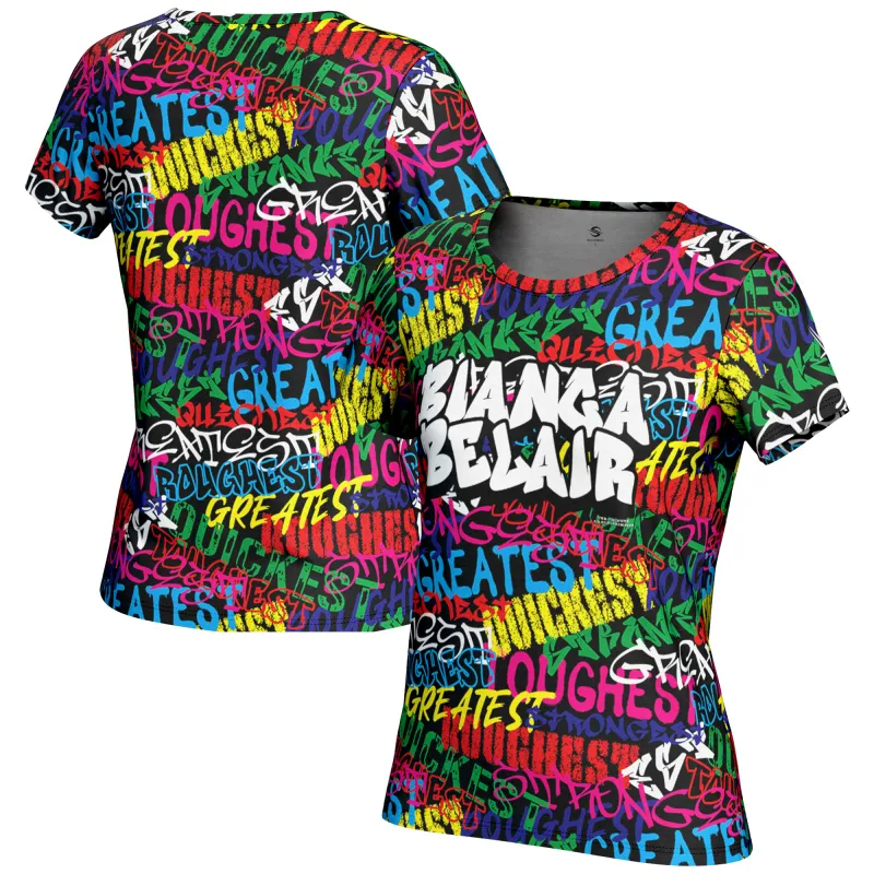 Women's ProSphere Black Bianca Belair Graffiti T-Shirt sold by WWE