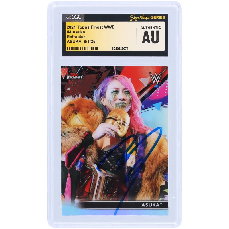 Asuka WWE Autographed 2021 Topps Finest Refractor #4 CGC Fanatics Witnessed Authenticated Card sold by WWE