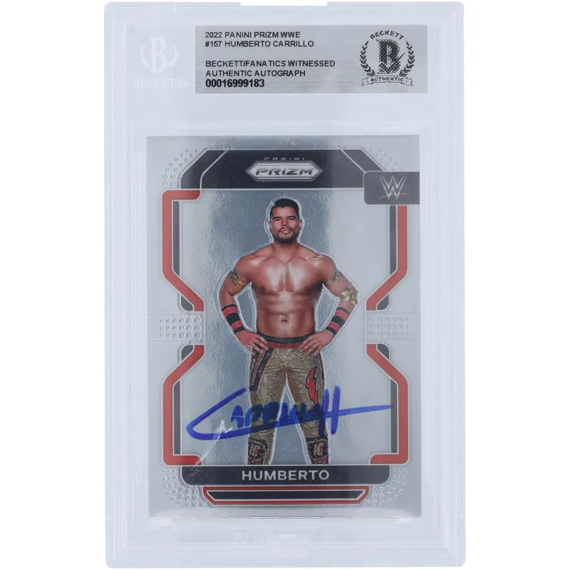 Humberto Carrillo WWE Autographed 2022 Panini Prizm #157 Beckett Fanatics Witnessed Authenticated Card sold by WWE