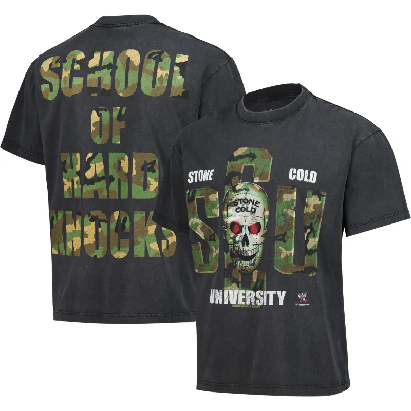 Men's Black "Stone Cold" Steve Austin Oversized Heavyweight University T-Shirt sold by WWE