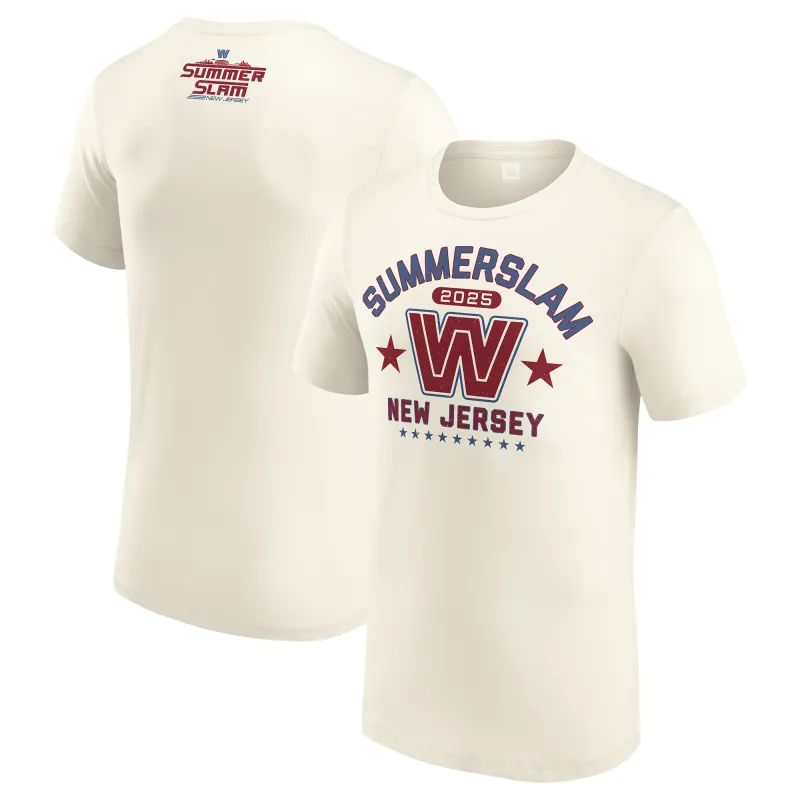 Men's Cream SummerSlam 2025 Retro T-Shirt sold by WWE