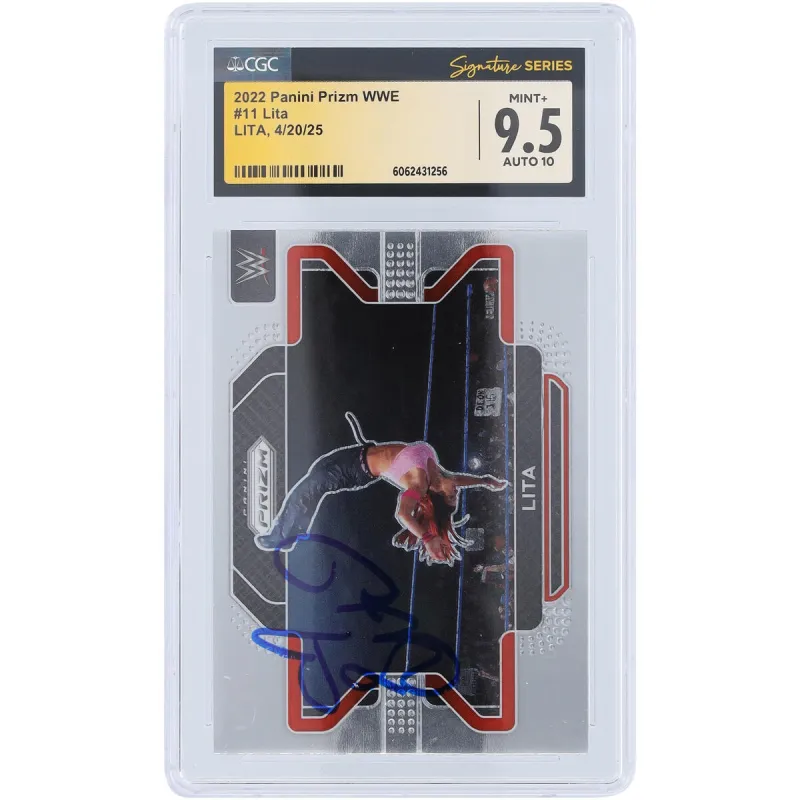 Lita WWE Autographed 2022 Panini Prizm #11 CGC Fanatics Witnessed Authenticated 9.5/10 Card made by WWE