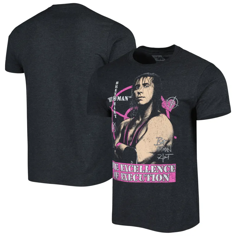 Men's Heather Black Bret Hart WWE Legends T-Shirt made by WWE