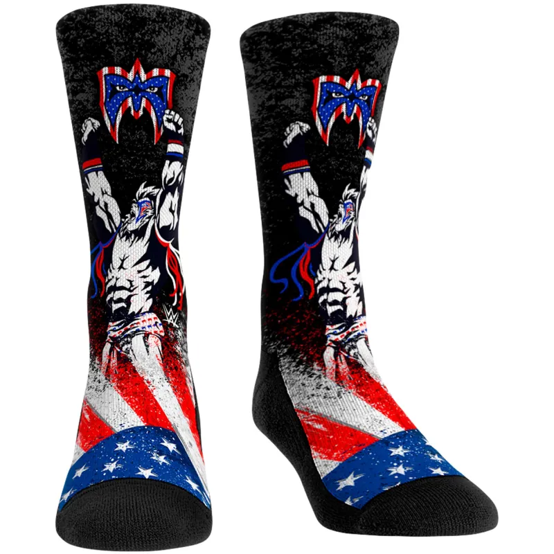 Unisex Rock Em Socks The Ultimate Warrior Superstar USA Crew Socks made by WWE