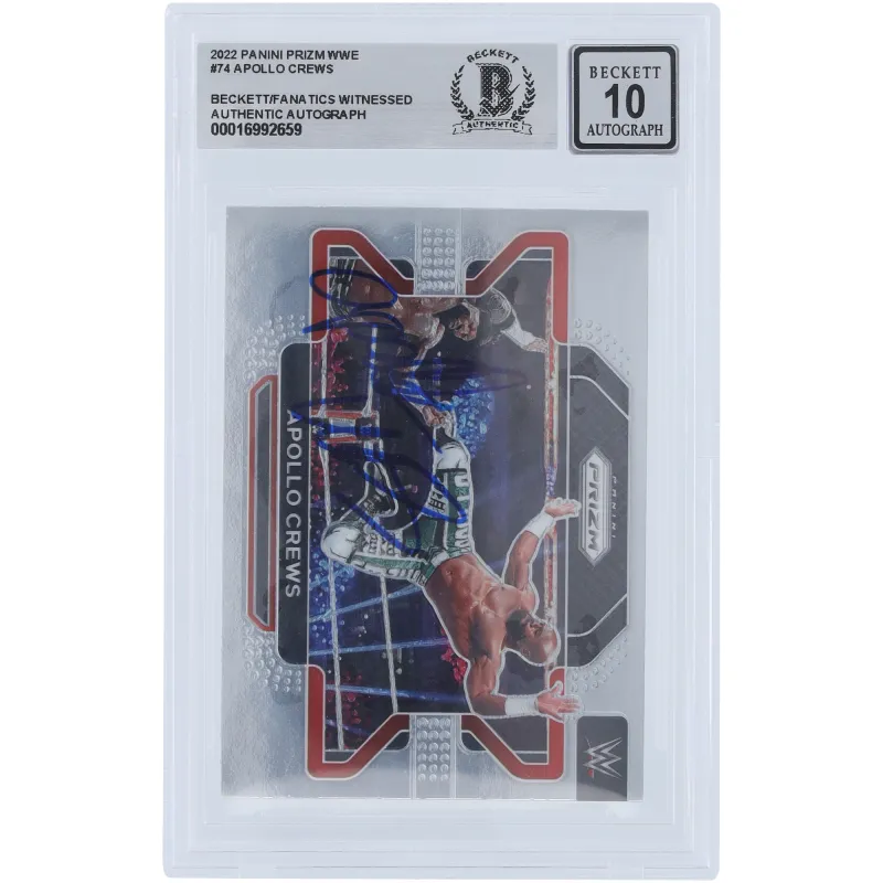 Apollo Crews WWE Autographed 2022 Panini Prizm #74 Beckett Fanatics Witnessed Authenticated 10 Card sold by WWE
