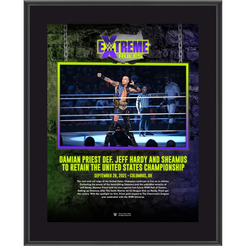 Damian Priest WWE Framed 10.5" x 13" 2021 Extreme Rules Sublimated Collage sold by WWE