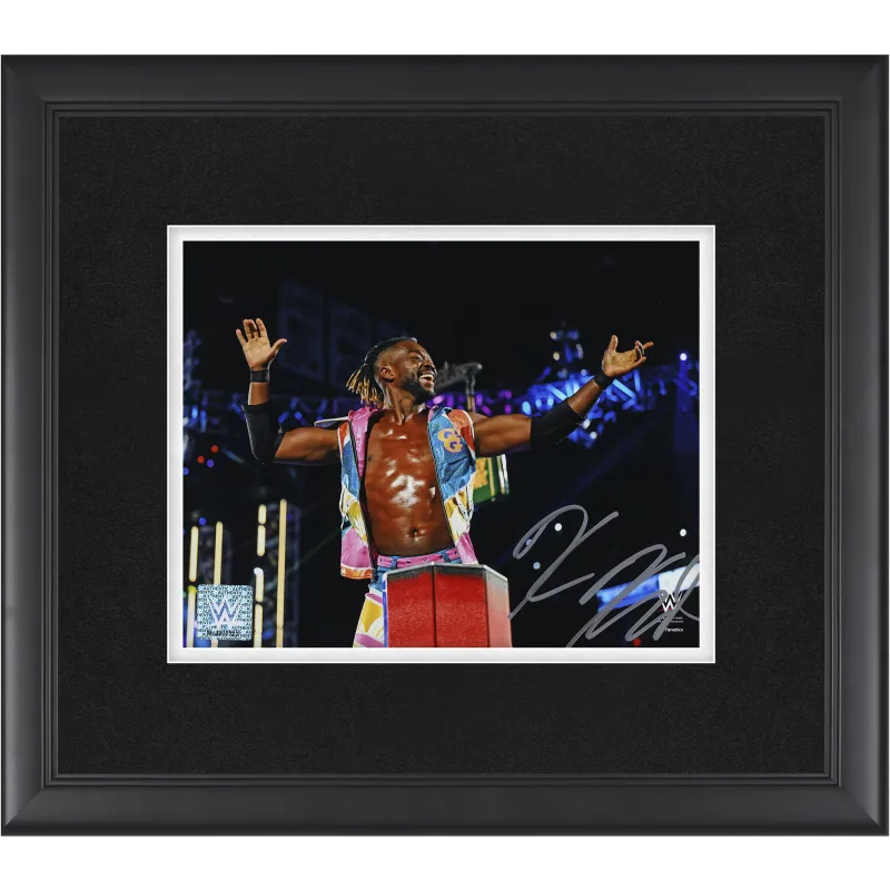 Kofi Kingston WWE Autographed Framed 8" x 10" Standing On Ropes Photograph sold by WWE