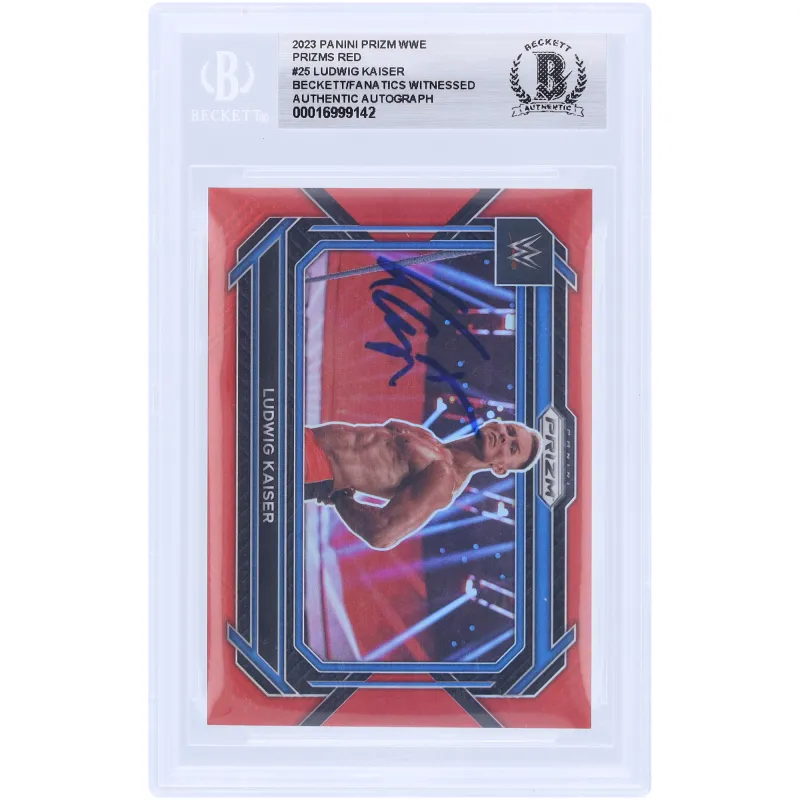 Ludwig Kaiser WWE Autographed 2023 Panini Prizm Red Prizm #25 #/299 Beckett Fanatics Witnessed Authenticated Card sold by WWE