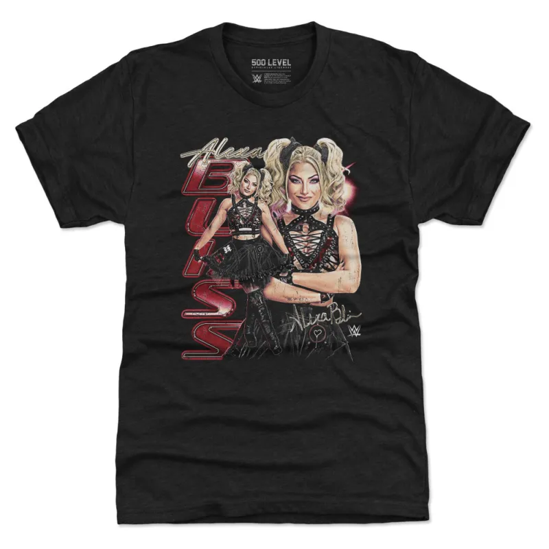 Men's 500 Level Heather Black Alexa Bliss Vintage Tri-Blend T-Shirt sold by WWE