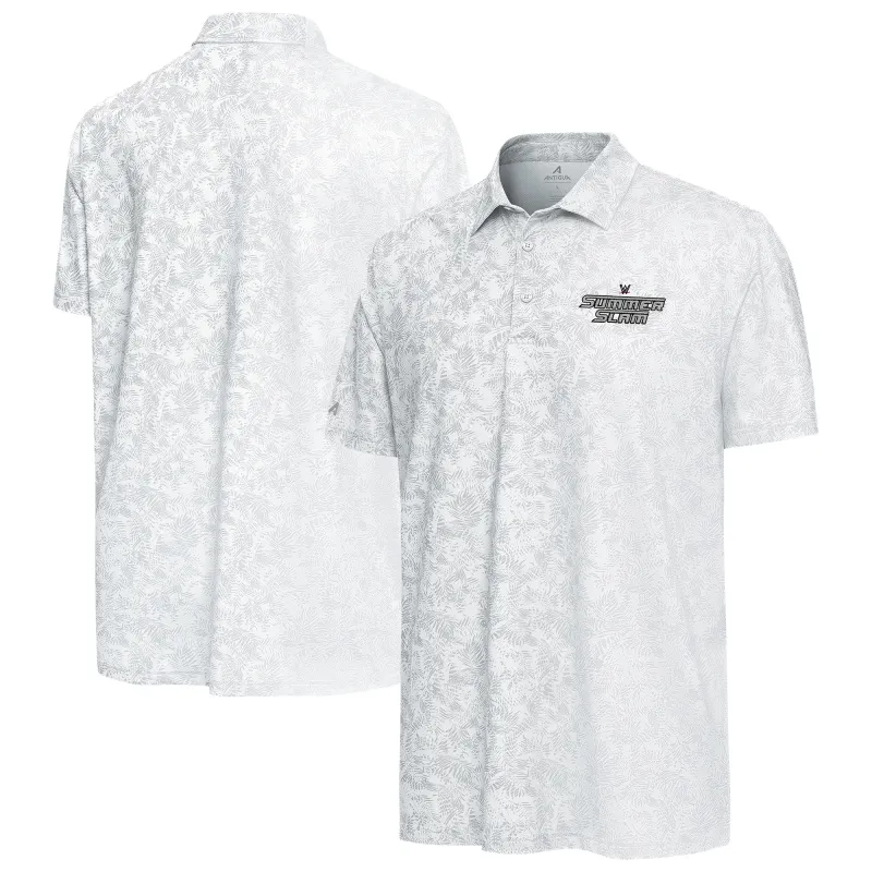 Men's Antigua White SummerSlam Lush Polo sold by WWE