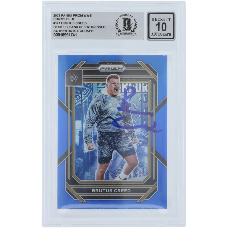 Brutus Creed WWE Autographed 2023 Panini Prizm Blue Prizm #171 #/199 Beckett Fanatics Witnessed Authenticated 10 Card sold by WWE