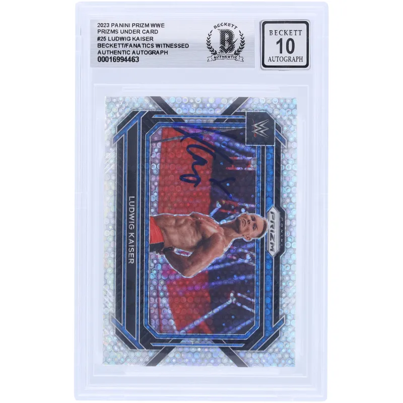 Ludwig Kaiser WWE Autographed 2023 Panini Prizm Under Card Prizm #25 Beckett Fanatics Witnessed Authenticated 10 Card sold by WWE