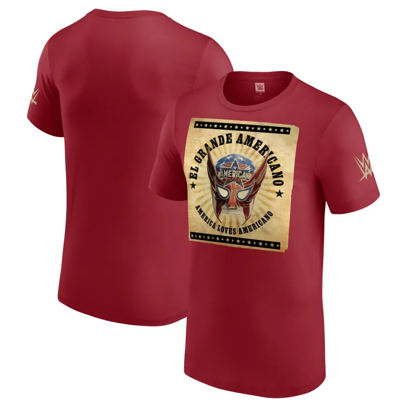 Men's Red El Grande Americano America Loves Americano T-Shirt made by WWE