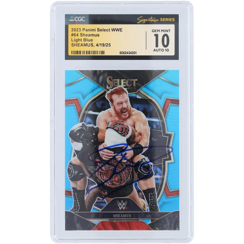 Sheamus WWE Autographed 2023 Panini Select Light Blue Prizm #64 #/249 CGC Fanatics Witnessed Authenticated 10/10 Card sold by WWE