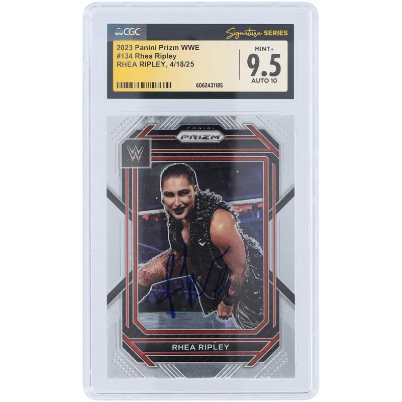 Rhea Ripley WWE Autographed 2023 Panini Prizm #134 CGC Fanatics Witnessed Authenticated 9.5/10 Card sold by WWE