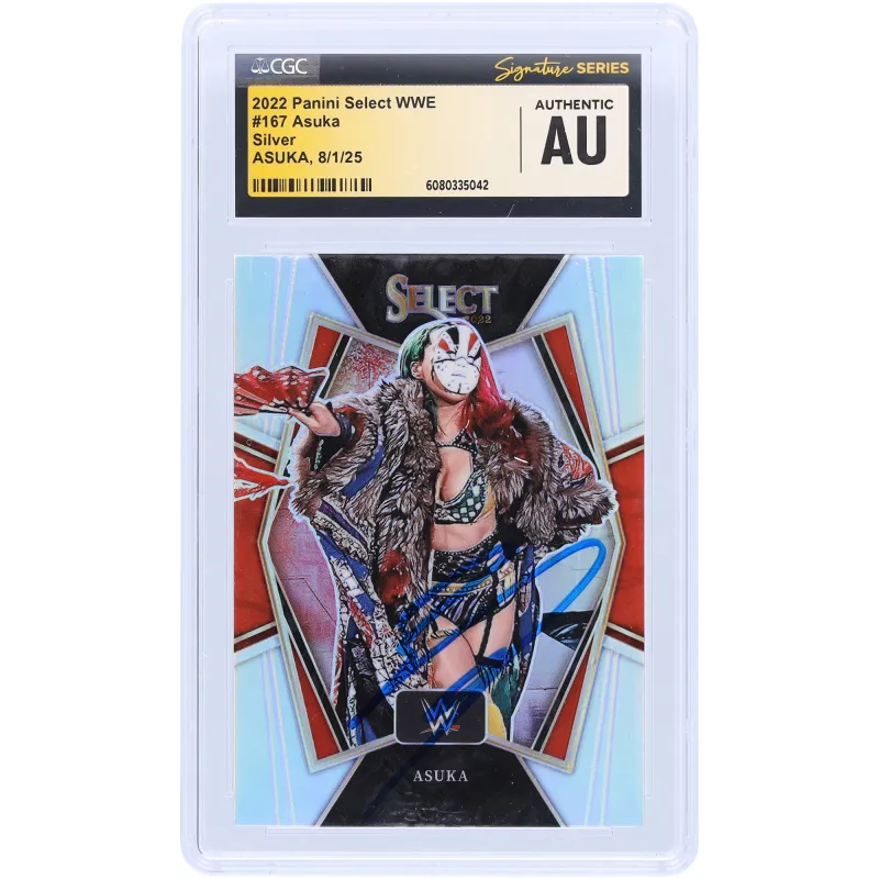 Asuka WWE Autographed 2022 Panini Select Silver Prizm #167 CGC Fanatics Witnessed Authenticated Card sold by WWE