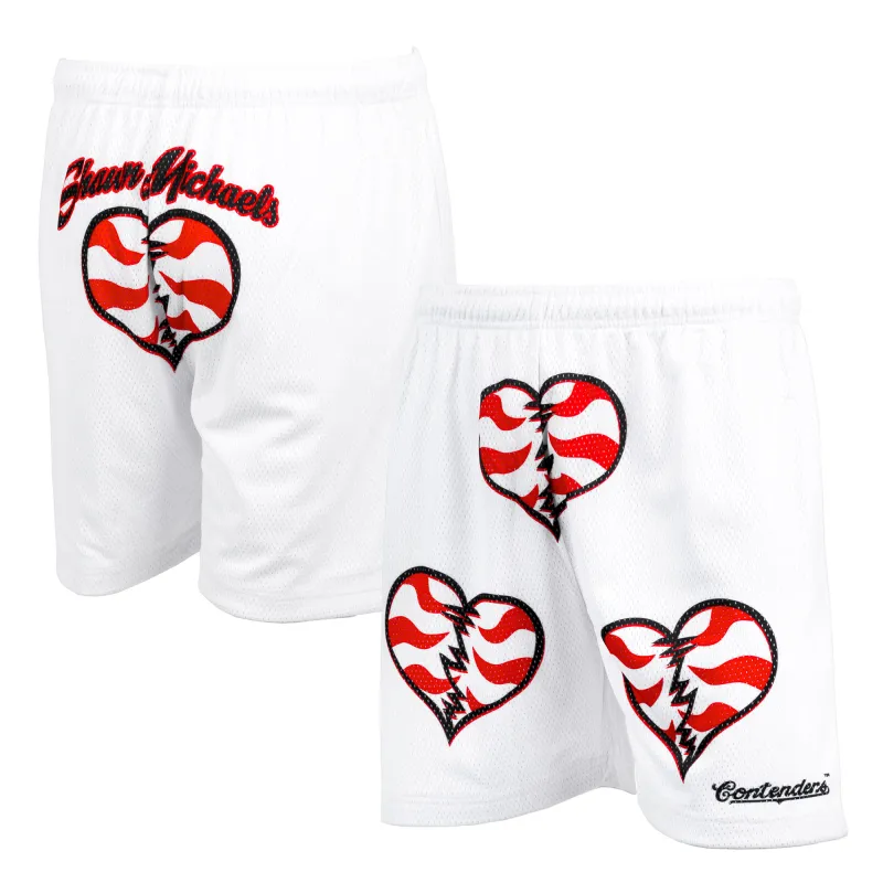 Men's Contenders Clothing White Shawn Michaels Zebra Hearts Mesh Shorts made by WWE