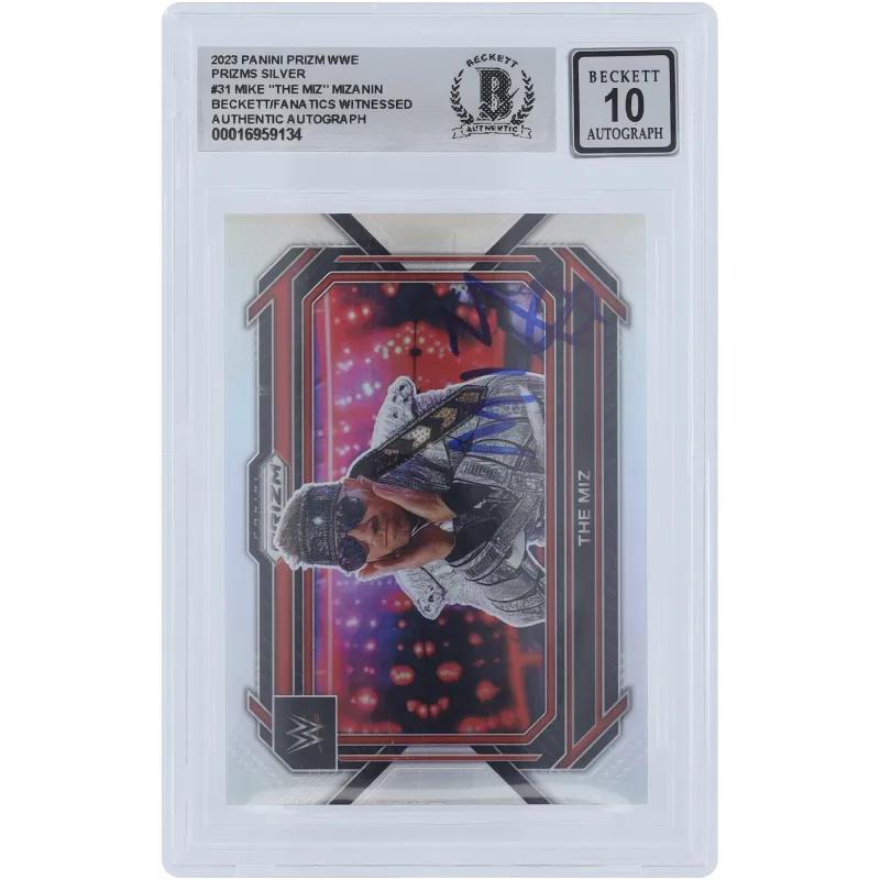The Miz WWE Autographed 2023 Panini Prizm Silver Prizm #31 Beckett Fanatics Witnessed Authenticated 10 Card sold by WWE