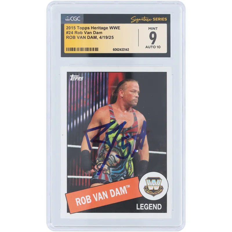 Rob Van Dam WWE Autographed 2015 Topps Heritage #24 CGC Fanatics Witnessed Authenticated 9/10 Card made by WWE