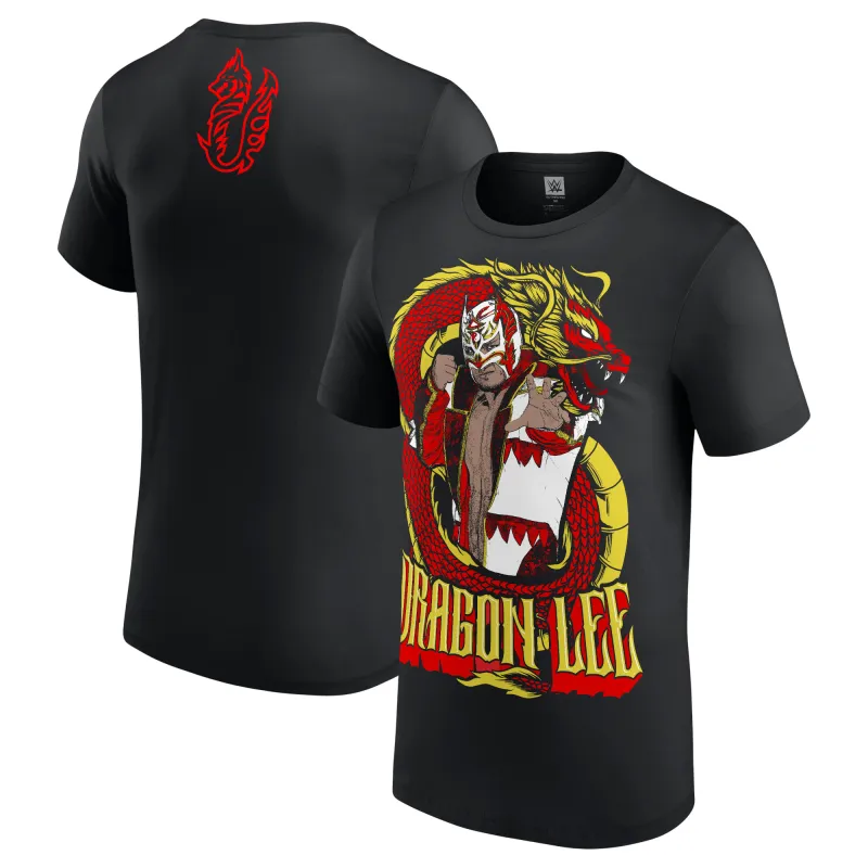 Men's Black Dragon Lee Superstar T-Shirt made by WWE