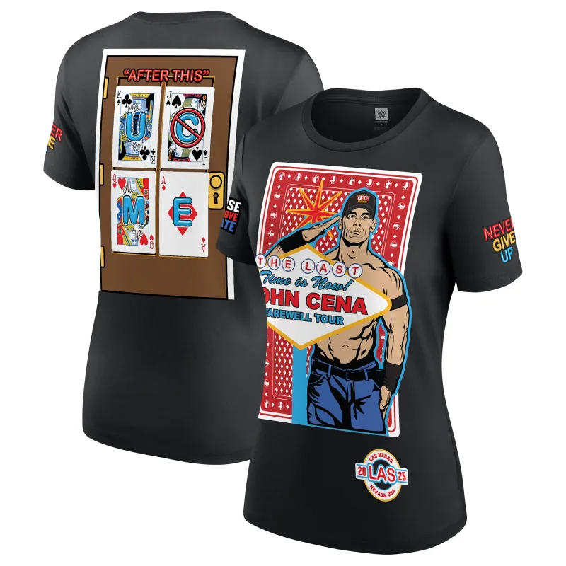 Women's Black John Cena Farewell Tour 2025 Las Vegas T-Shirt made by WWE