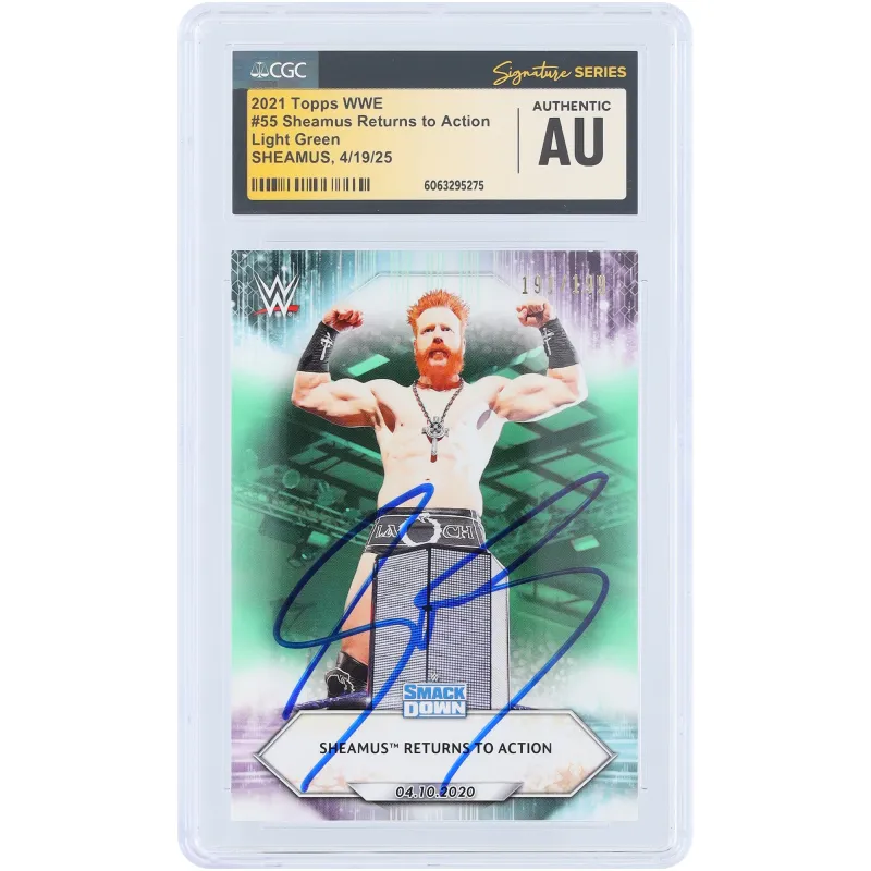 Sheamus WWE Autographed 2021 Topps Light Green #55 #/199 CGC Fanatics Witnessed Authenticated Card sold by WWE