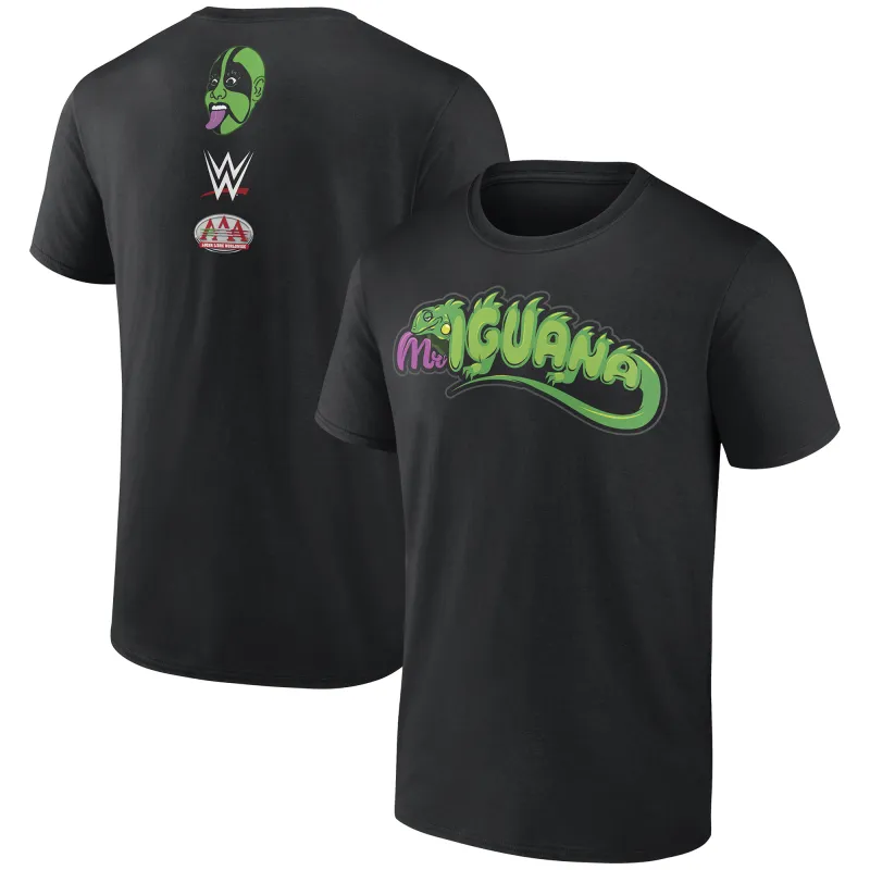 Men's Black Mr. Iguana AAA Superstar T-Shirt made by WWE