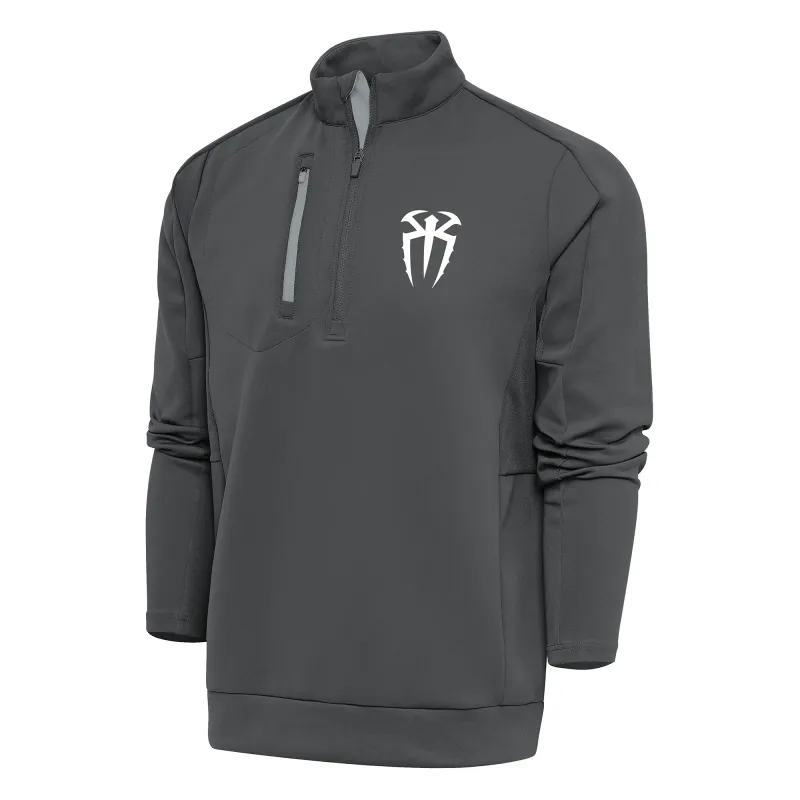 Men's Antigua Charcoal/Silver Roman Reigns Generation Quarter-Zip Pullover Top sold by WWE