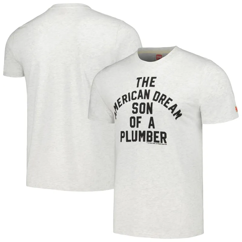 Men's Homage Heather Ash Dusty Rhodes The American Dream Son Of A Plumber Tri-Blend T-Shirt made by HOMAGE