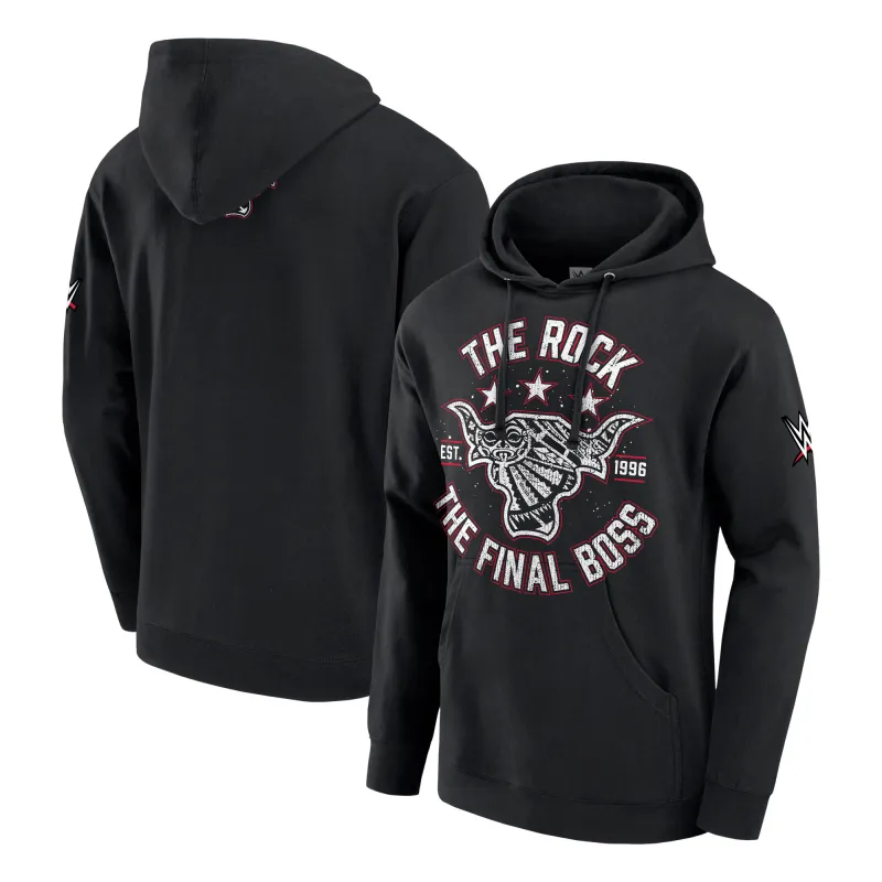 Men's Black The Rock The Final Boss Pullover Hoodie sold by WWE