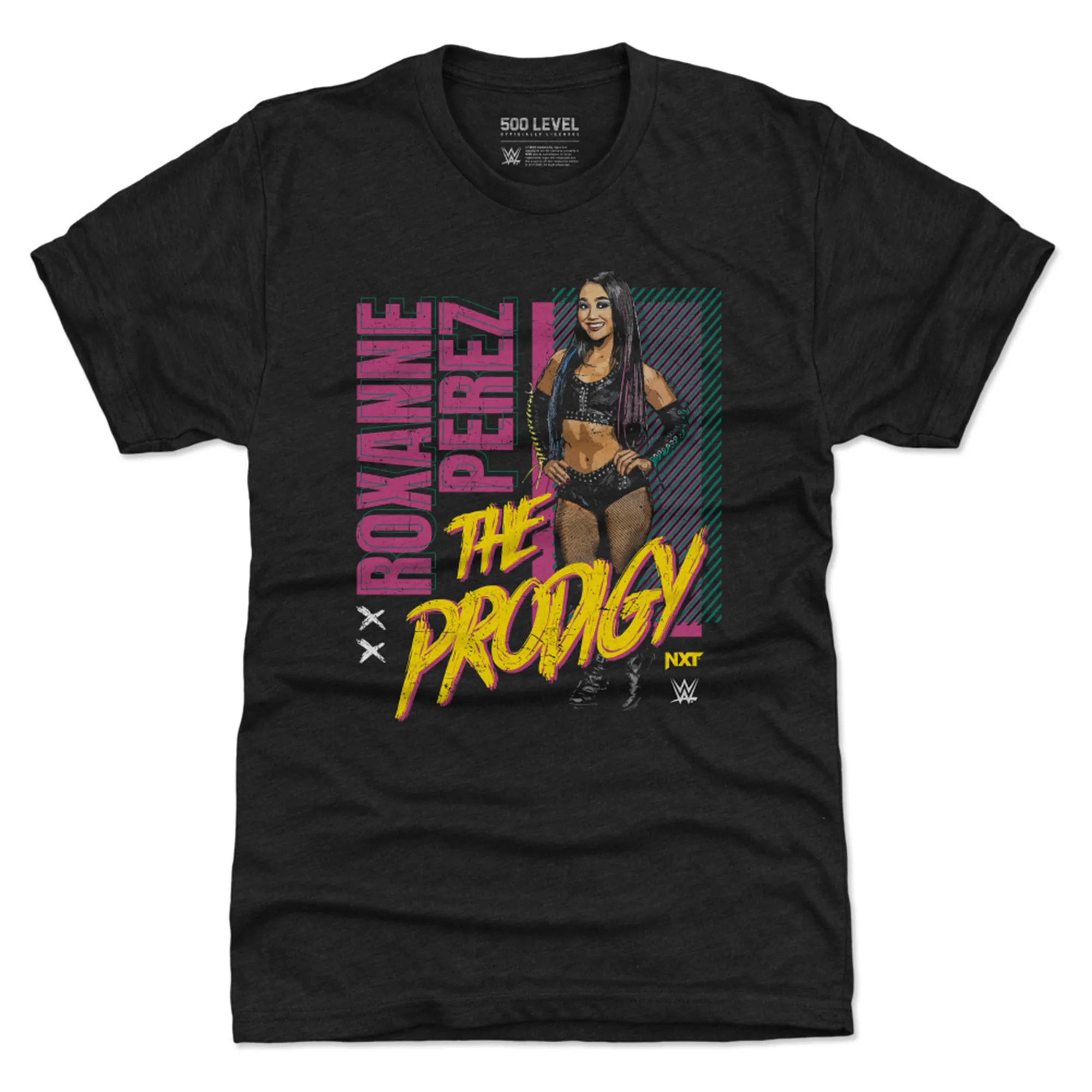 Men's 500 Level Heather Black Roxanne Perez Grunge Tri-Blend T-Shirt sold by WWE