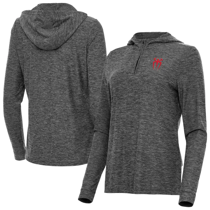 Women's Antigua Heather Black Roman Reigns Daybreak Quarter-Zip Hoodie sold by WWE