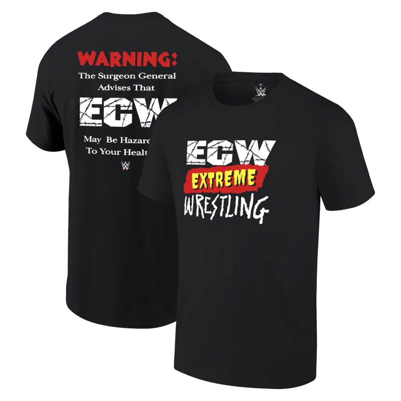 Men's Ripple Junction Black ECW Warning! T-Shirt sold by WWE
