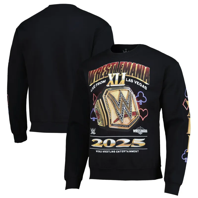 Men's Ripple Junction Black WrestleMania 41 Championship Pullover Sweatshirt sold by WWE