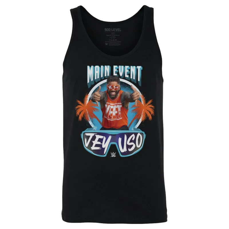 Men's 500 Level Black Jey Uso Main Event Palms Tank Top sold by WWE