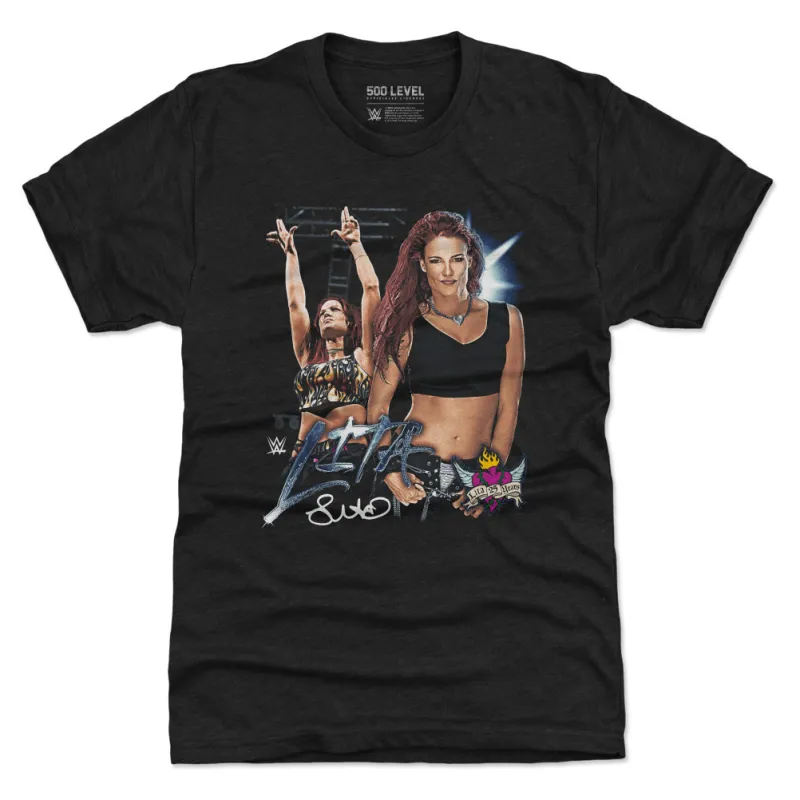 Men's 500 Level Heather Black Lita 25th Anniversary Vintage Tri-Blend T-Shirt sold by WWE