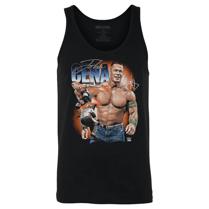 Men's 500 Level Black John Cena Vintage Superstar Tank Top sold by WWE