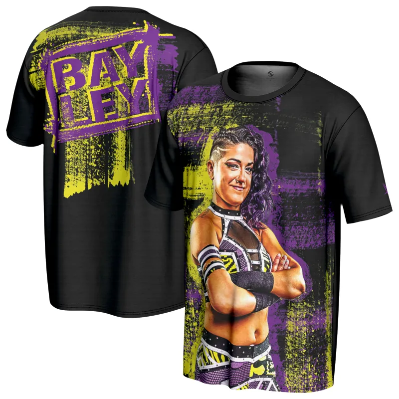 Men's ProSphere Black Bayley Superstar T-Shirt sold by WWE